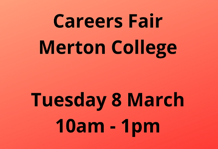 Merton Careers Fair Tuesday 8 March 10am-1pm