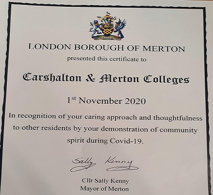 Merton and Carshalton Colleges presented with Mayor's Award