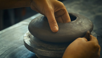 Clay on a potters wheel